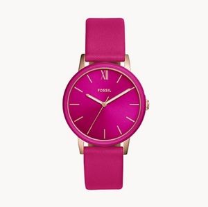 🌼 NWT Fossil hot pink leather watch